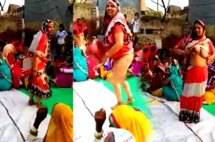 Village Desi Aunty Saree Udan Mulai Kanbithu Dance Aadugiral (Tamil)